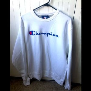 White Champion Crew Neck Sweatshirt